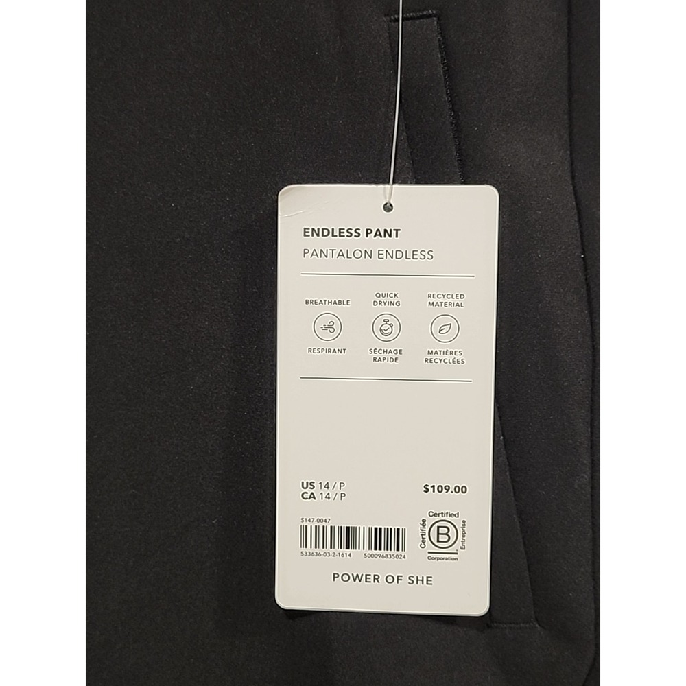 Athleta‎ NWT Endless Pant Womens 14/P Black 26 Inseam High Waist Pockets Stretch - Picture 3 of 8
